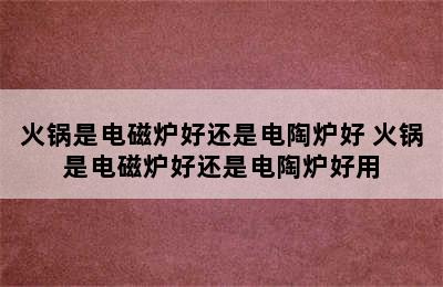 火锅是电磁炉好还是电陶炉好 火锅是电磁炉好还是电陶炉好用